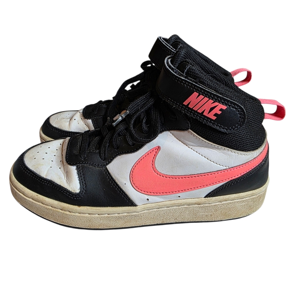 Nike Court Borough Mid 2 sneakers Pink, Black, And White Girls Size 6 - Picture 2 of 7